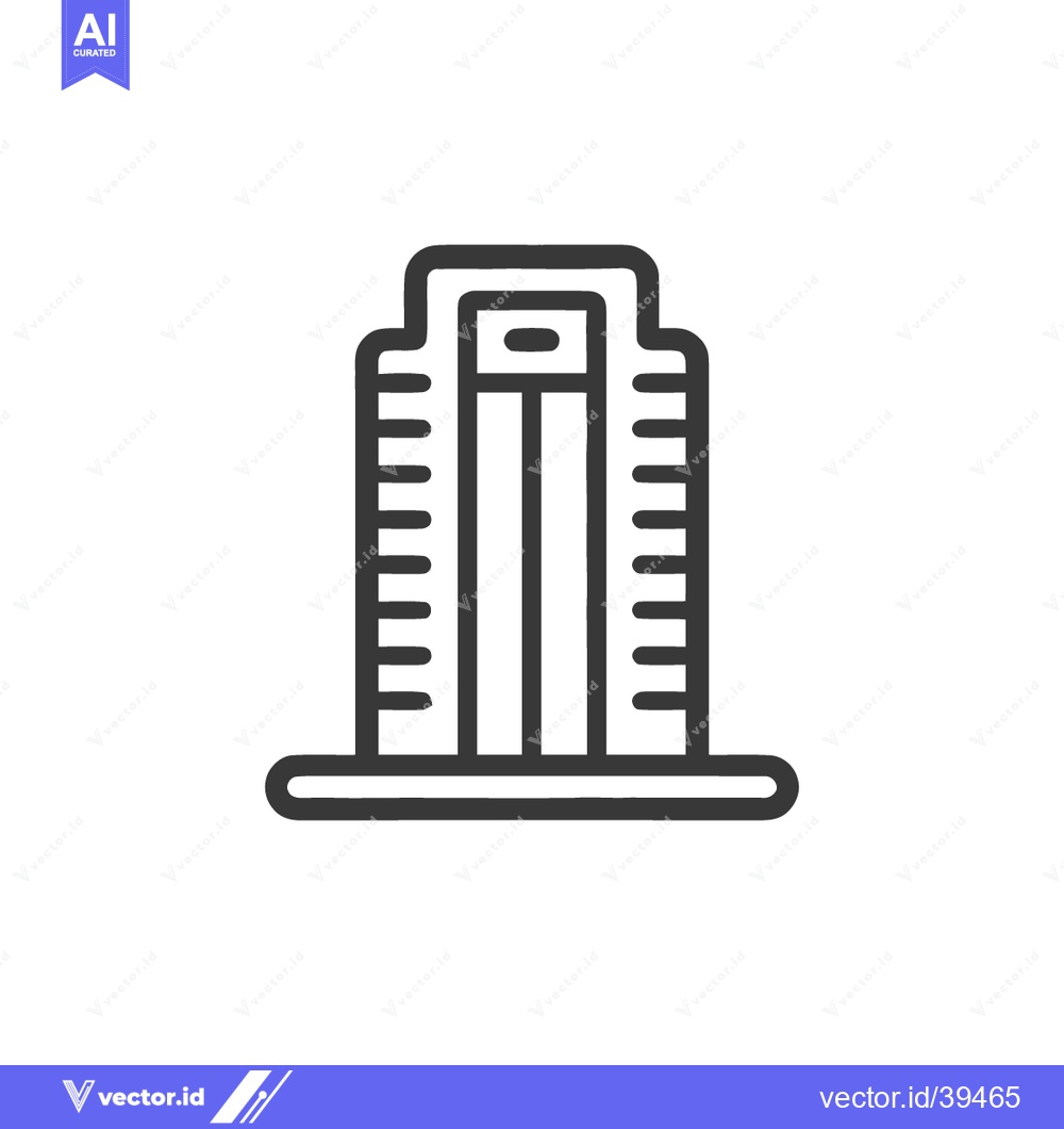 Premium Vector dari Minimalist Skyscraper Icon: Modern Architecture Outline on White Backg