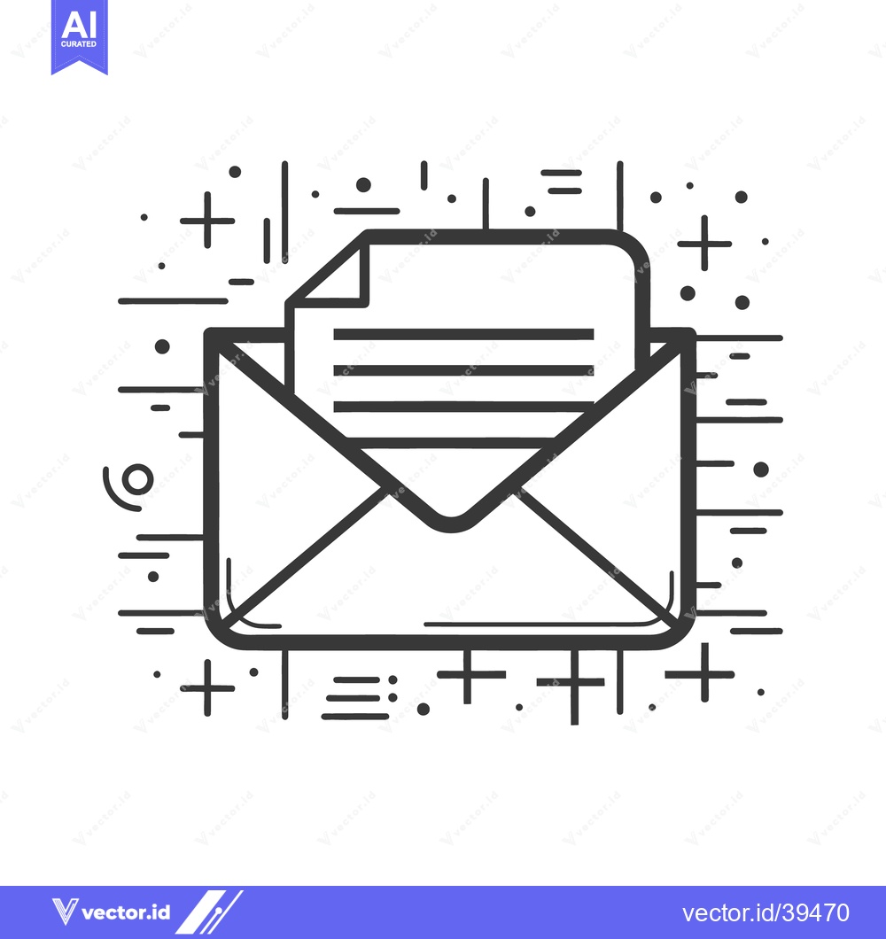 Premium Vector dari An open envelope with a document and surrounding geometric symbols