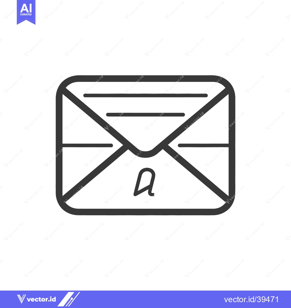 Premium Vector dari Simple line art depiction of a closed envelope with letter