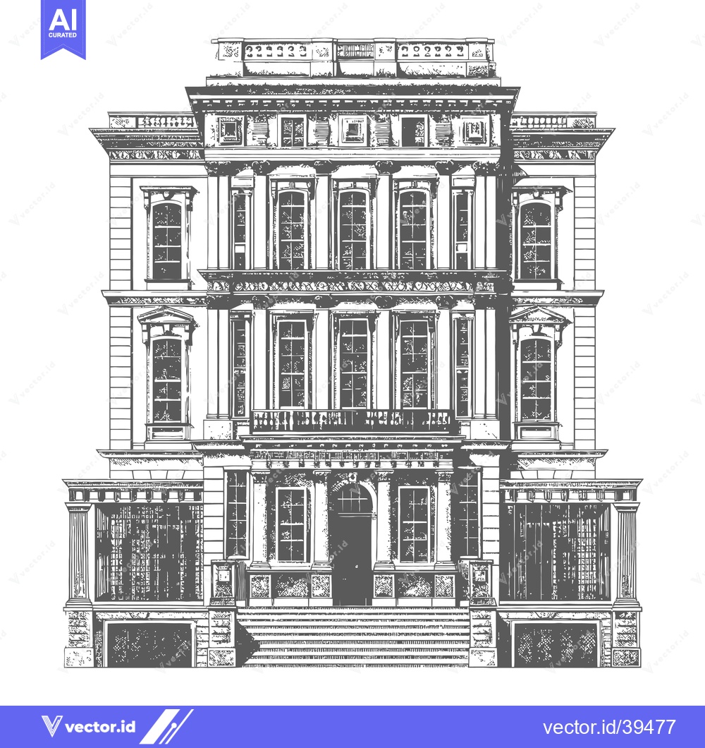 Premium Vector of Elegant Grand Mansion Architectural Illustration