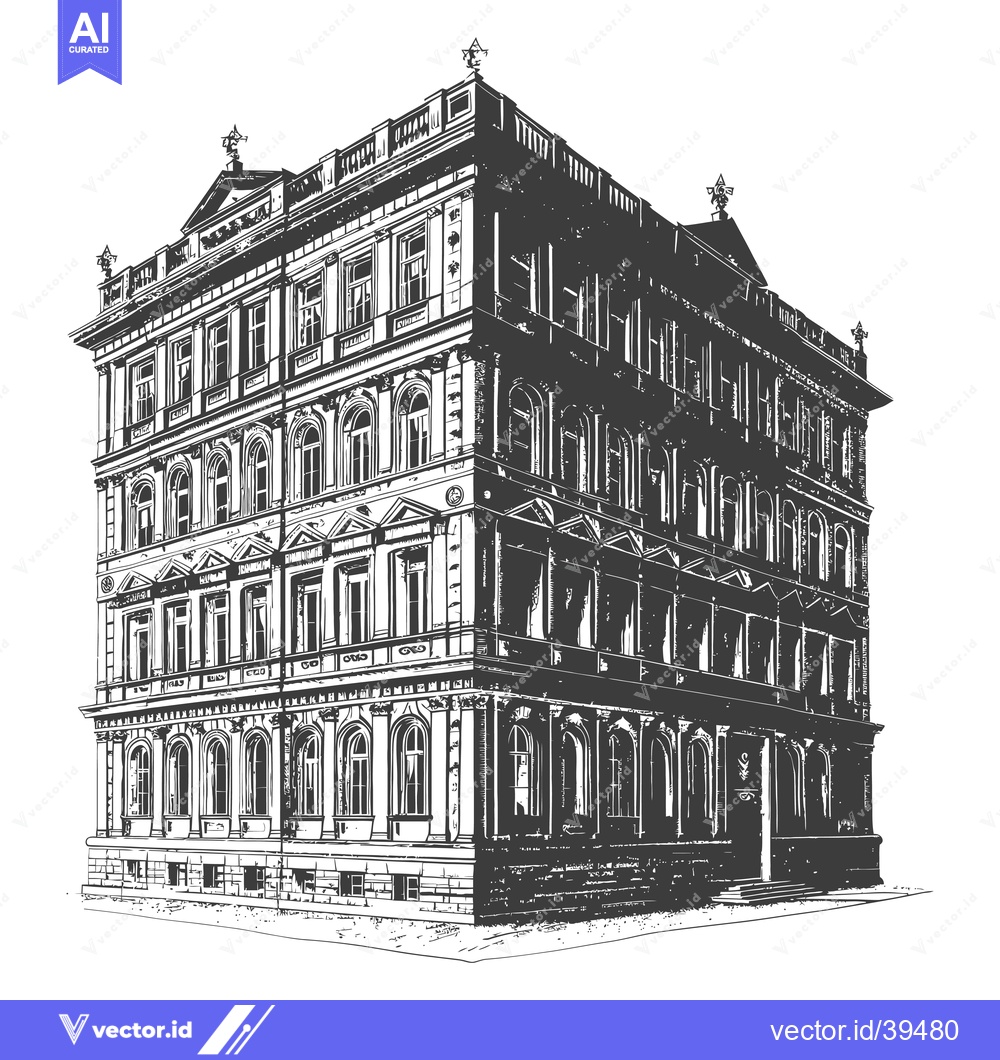 Premium Vector dari Elegant Architectural Drawing Of A Grand Building