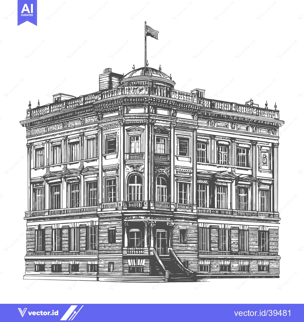 Premium Vector dari Elegant Classical Style Building With Flag