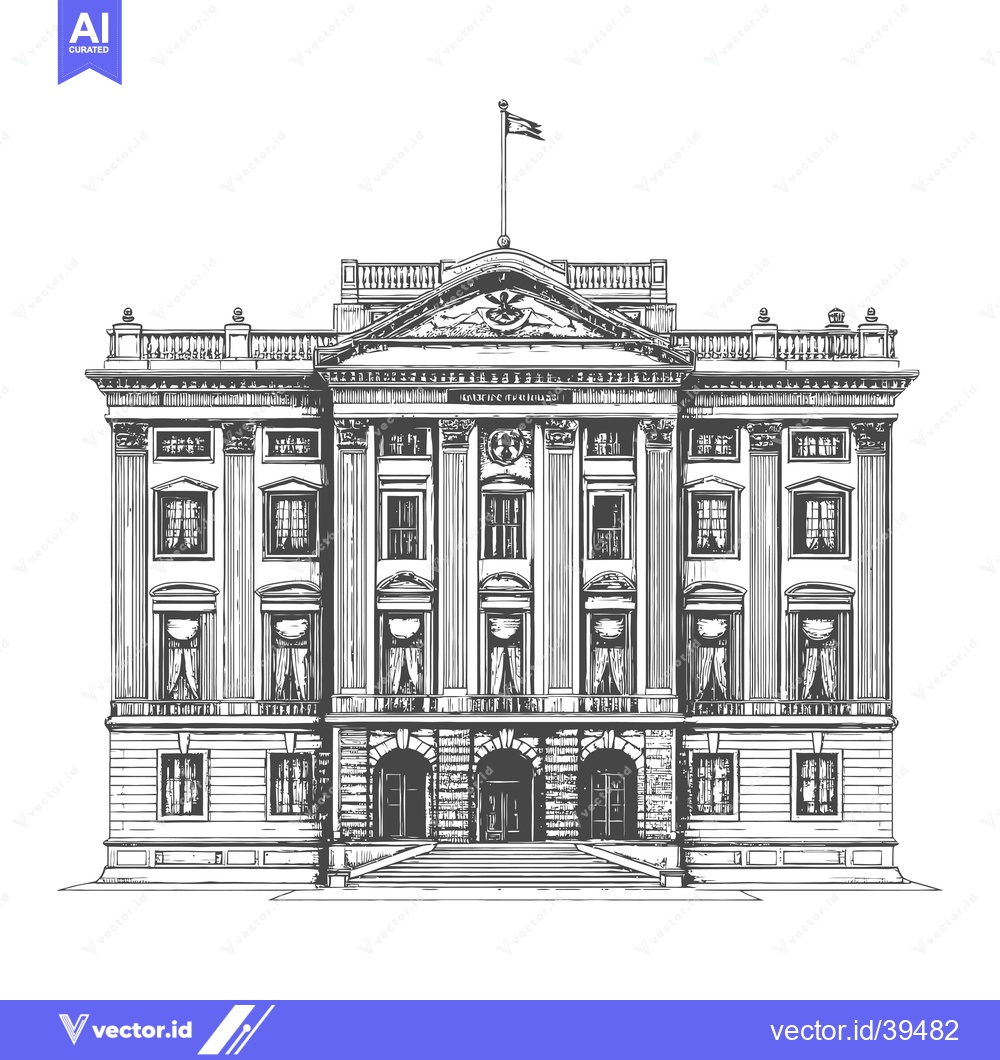 Premium Vector of Grand Classical Building Architectural Drawing