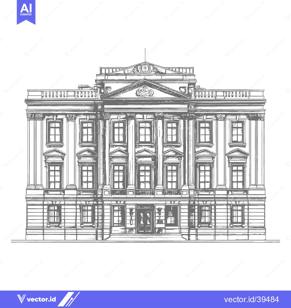 Premium Vector dari Classic Architectural Building Facade Design Sketch