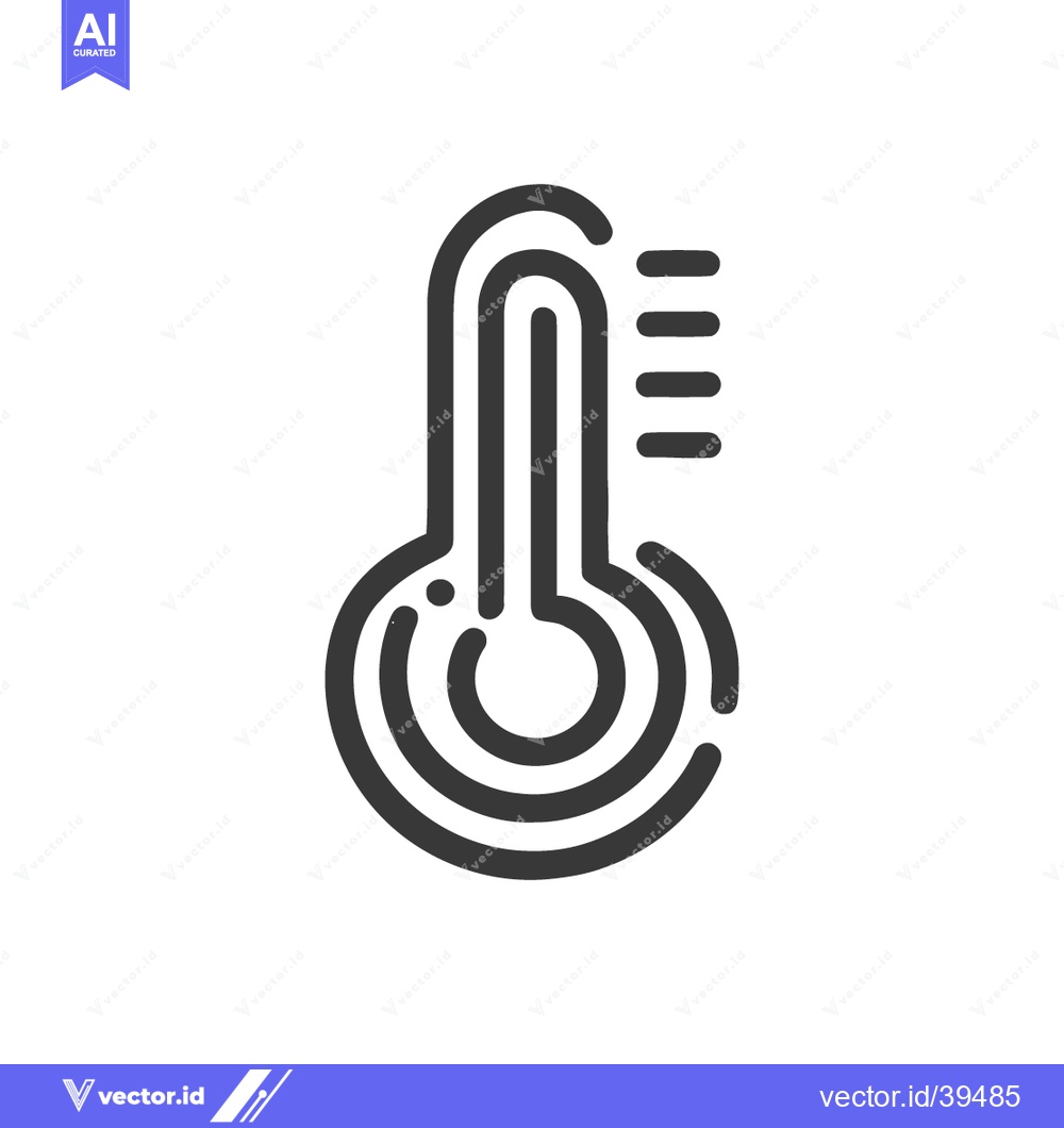 Premium Vector of Minimalist Thermometer Icon: Bold Outline, Temperature Measurement, We
