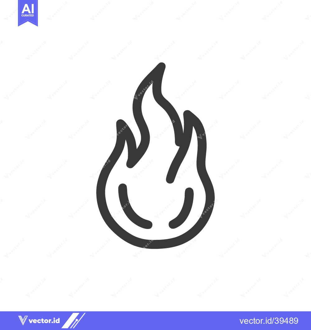 Premium Vector dari Minimalist Fire Icon: Bold Outline on White Background, Vector Graphic