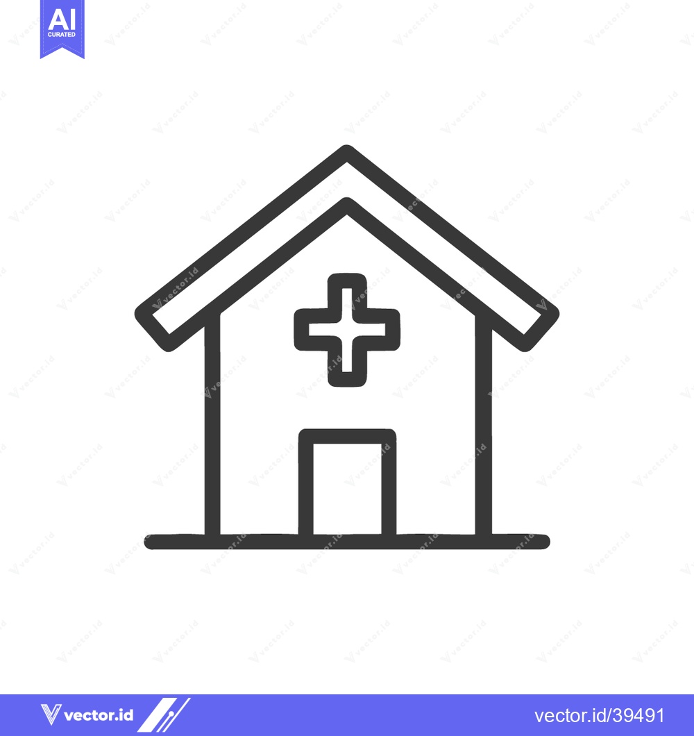 Premium Vector dari Minimalist Hospital Icon: Clean Line Art Symbol of Healthcare Facility
