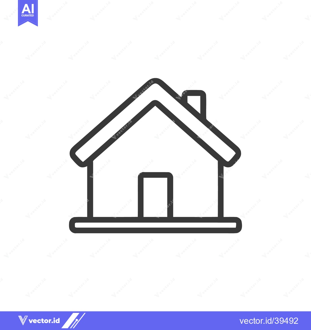 Premium Vector of Simple House Icon with Chimney, Minimalist Design on White Background