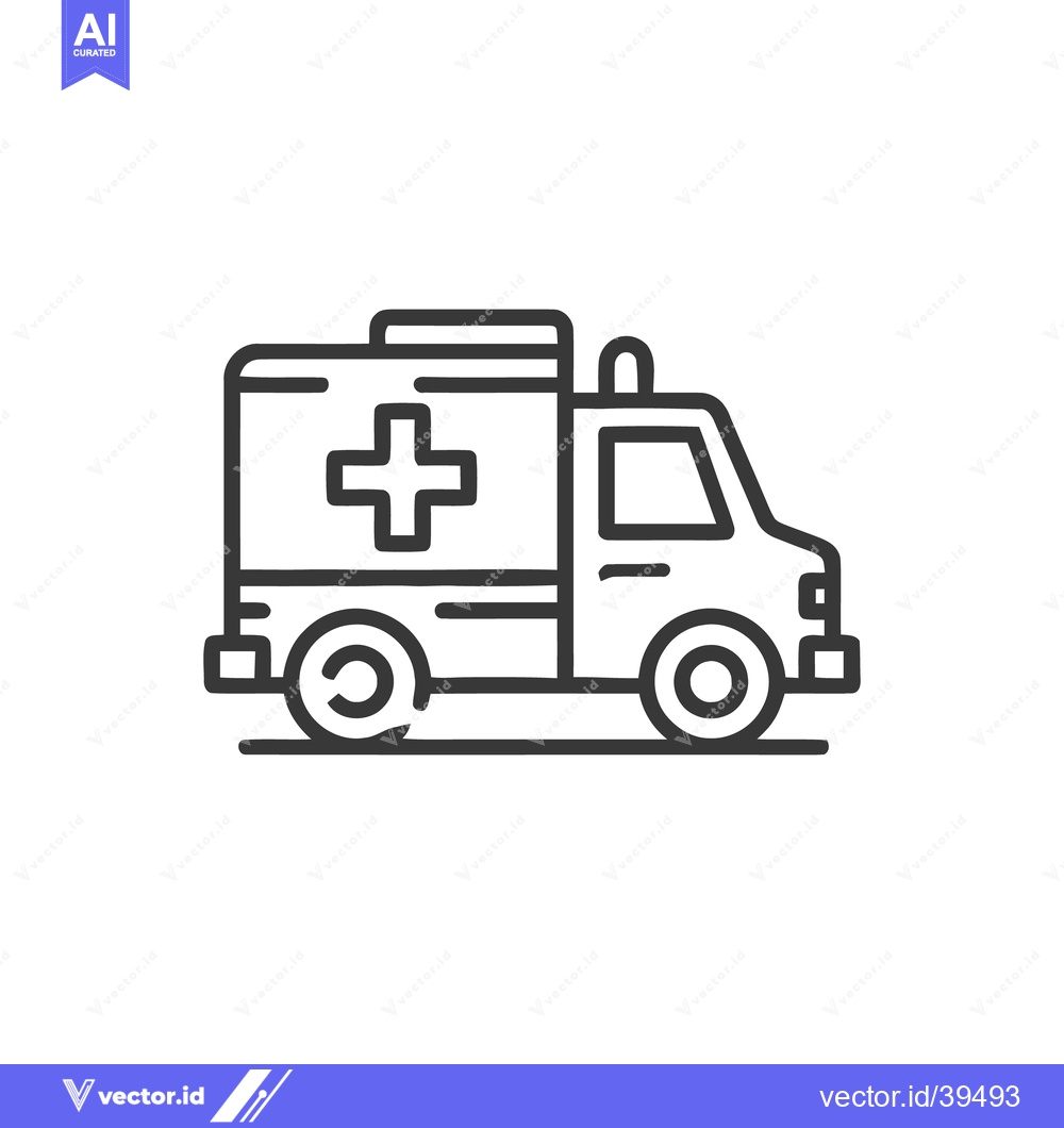 Premium Vector of Minimalist Ambulance Icon: Bold Outline, Medical Symbolism, Clean Desi
