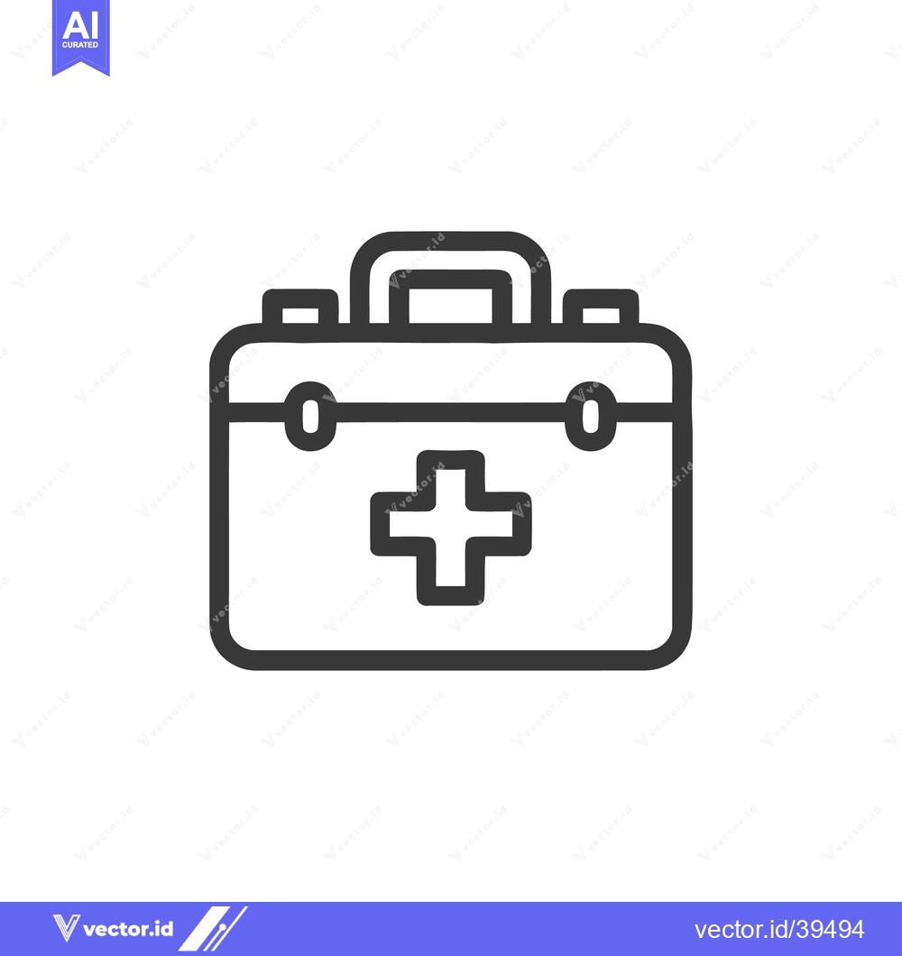 Premium Vector of First Aid Kit Icon: Simple, Bold Line Art on White Background