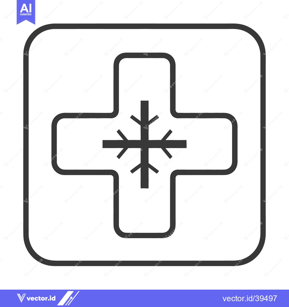 Premium Vector dari A cross symbol with snowflake in rounded square frame