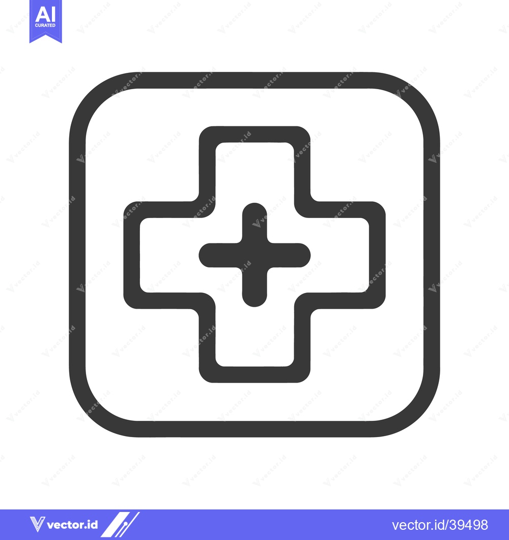 Premium Vector of A simple monochrome medical symbol of a white cross in a square