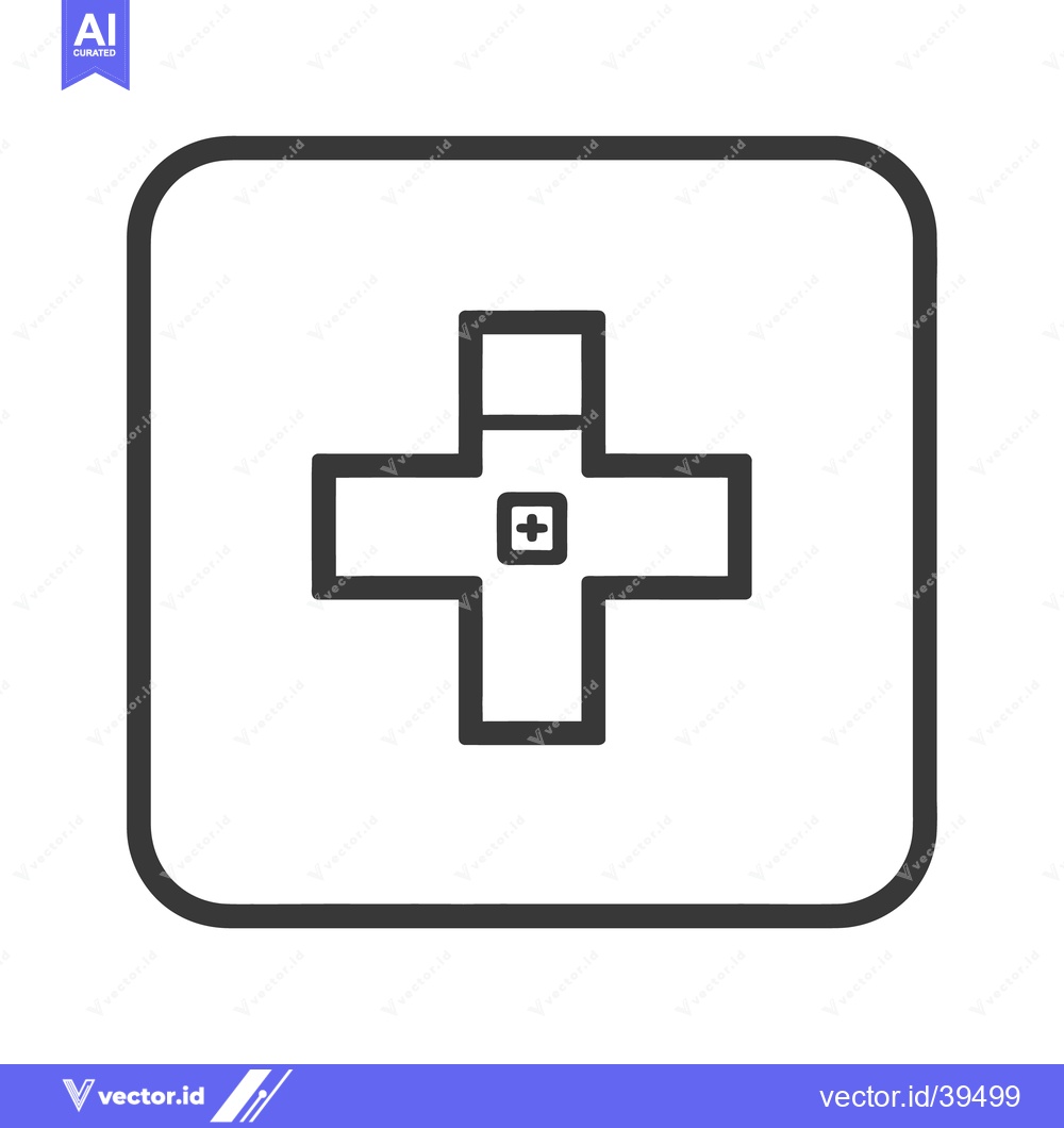 Premium Vector dari Simple graphic icon of a medical cross in square frame