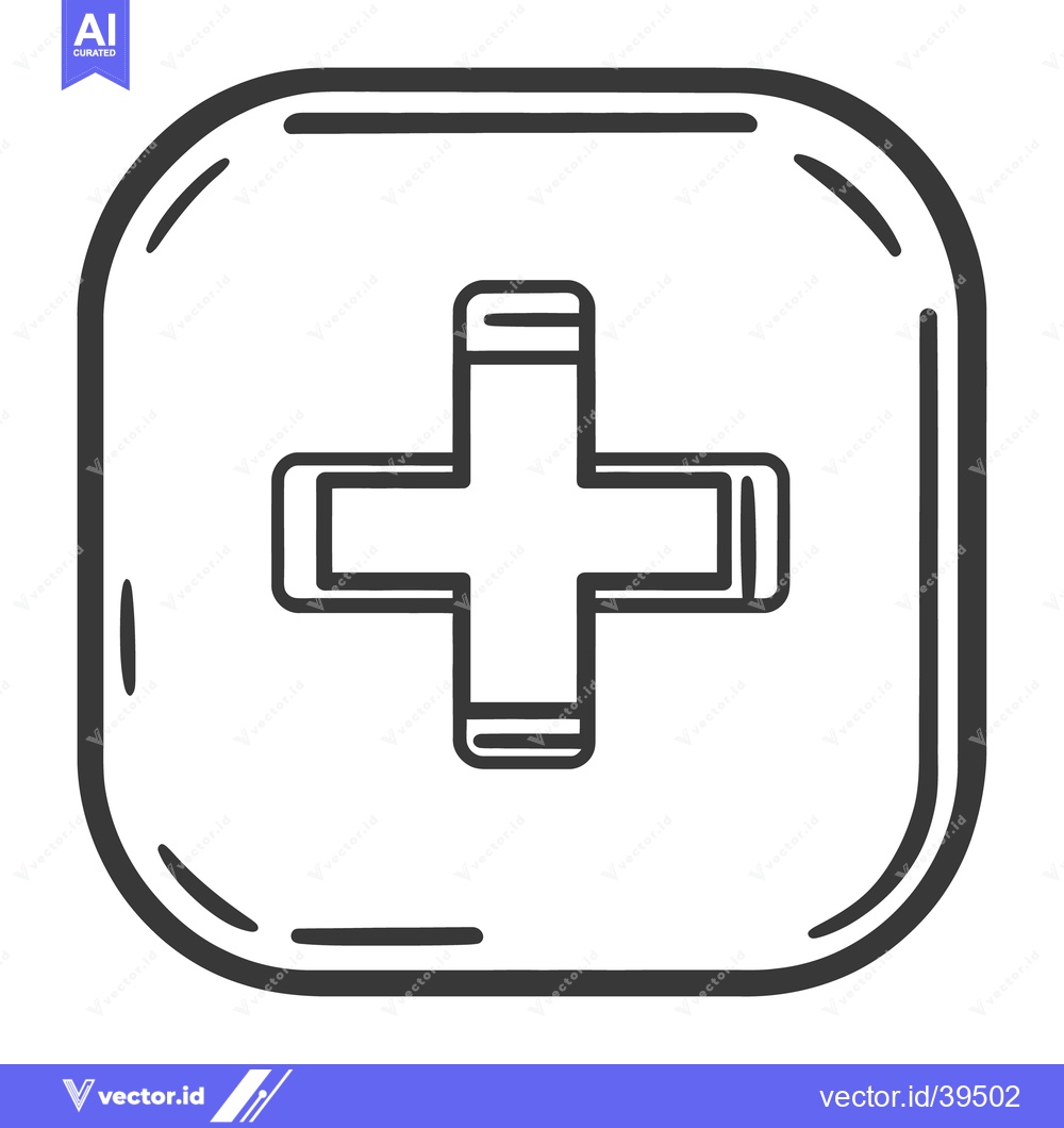 Premium Vector dari A simple outlined cross symbol contained within a rounded frame