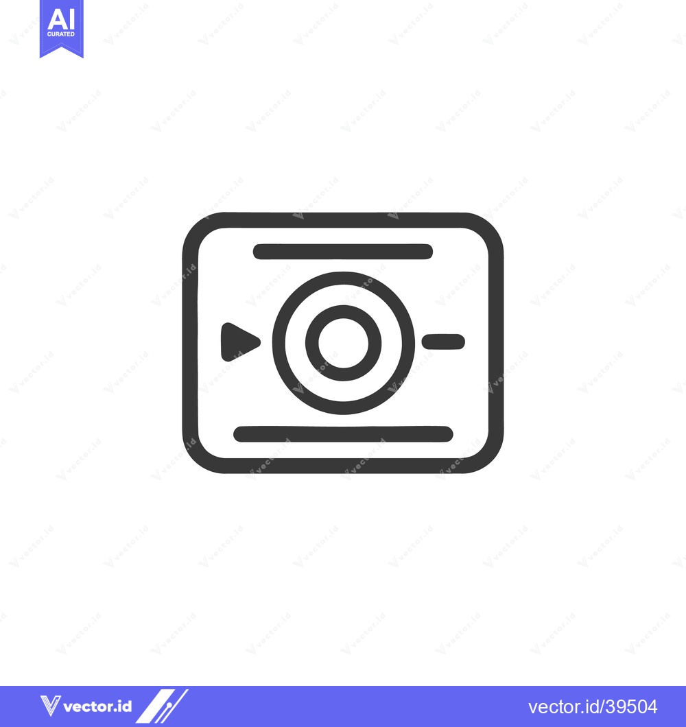 Premium Vector dari Minimalist Dashcam Icon: Rounded Square with Central Lens and Play But