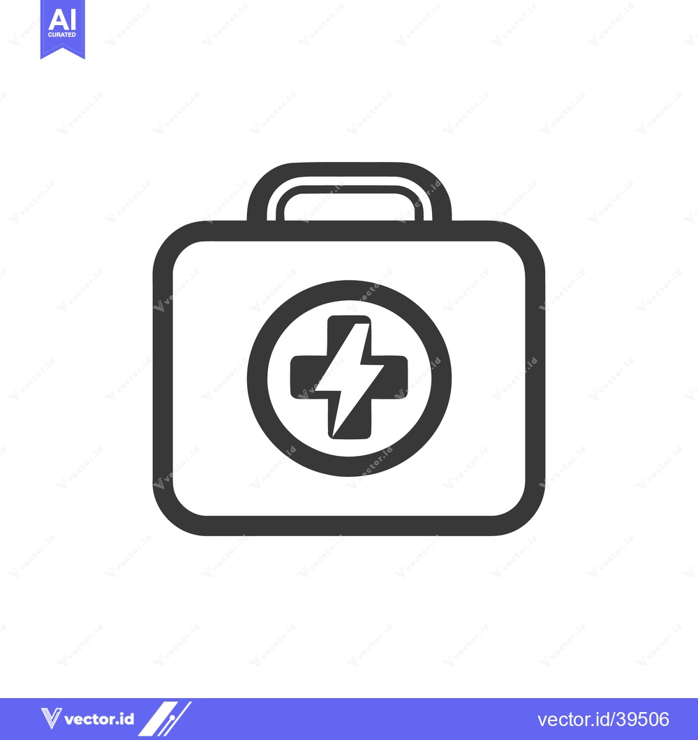 Premium Vector dari First Aid Kit Icon with Lightning Bolt Symbol, Emergency Medical Assis