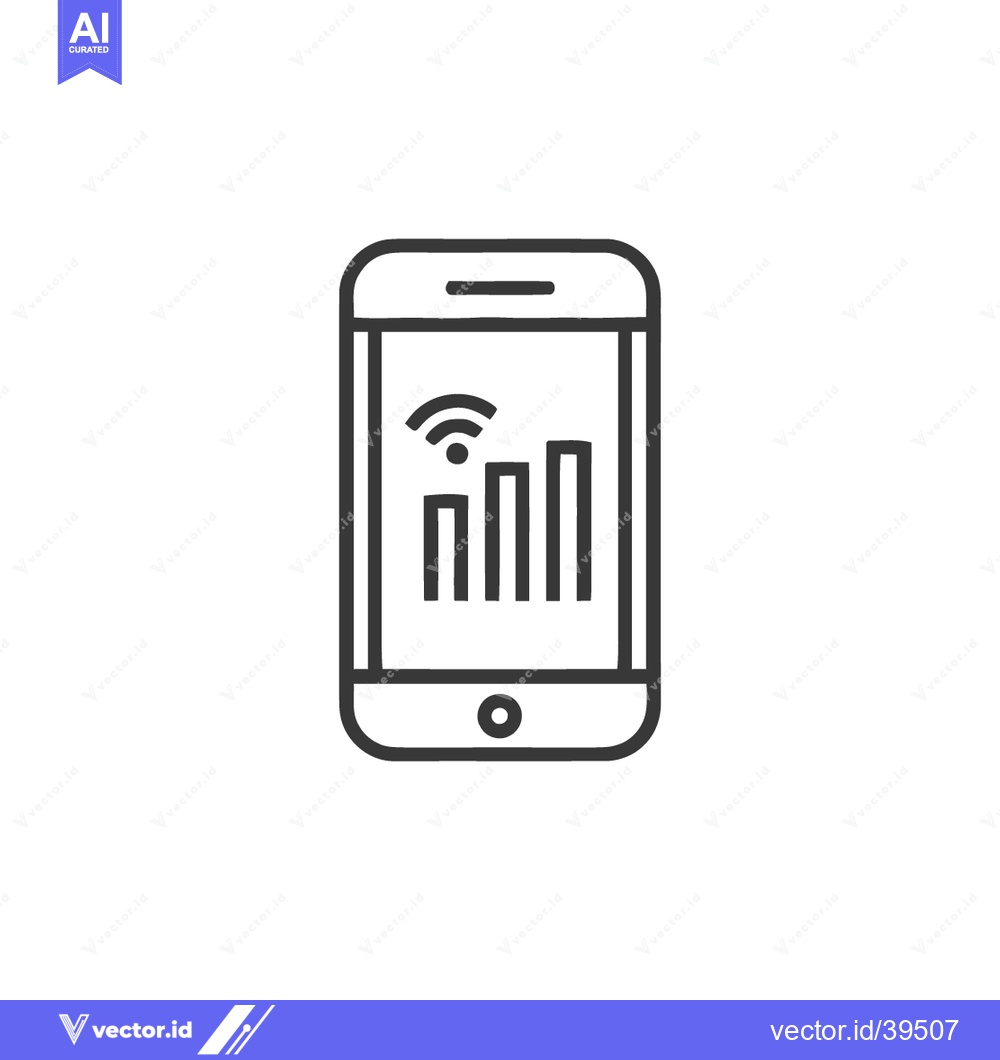 Premium Vector dari Smartphone with Strong Signal: Minimalist Line Art Icon on White Backg