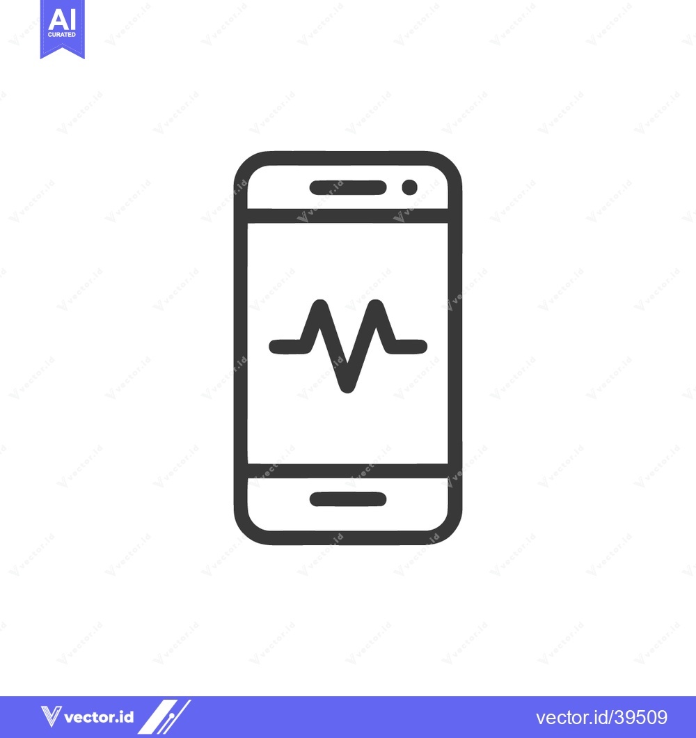 Premium Vector of Smartphone with Heartbeat Line Icon, Medical App Concept, Minimalist D