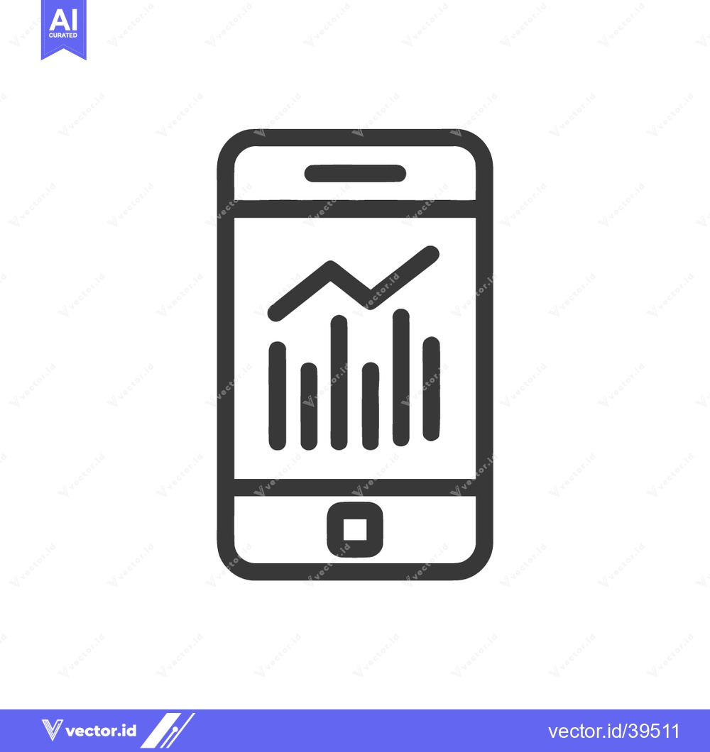 Premium Vector of Mobile Finance: Smartphone Displaying Financial Chart and Graph Icon