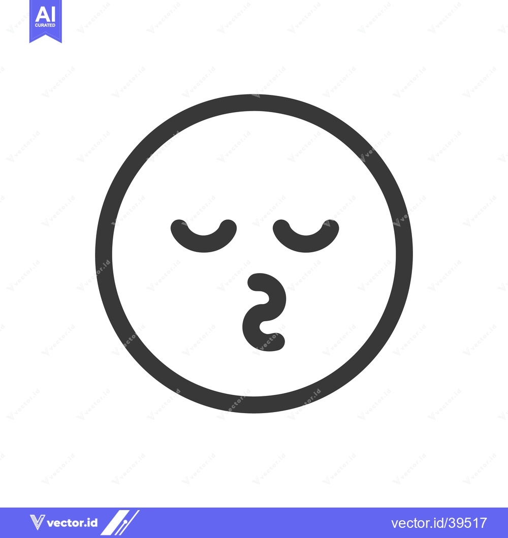 Premium Vector dari Kissing Face Emoji Icon in Dark Gray Outline on White Background