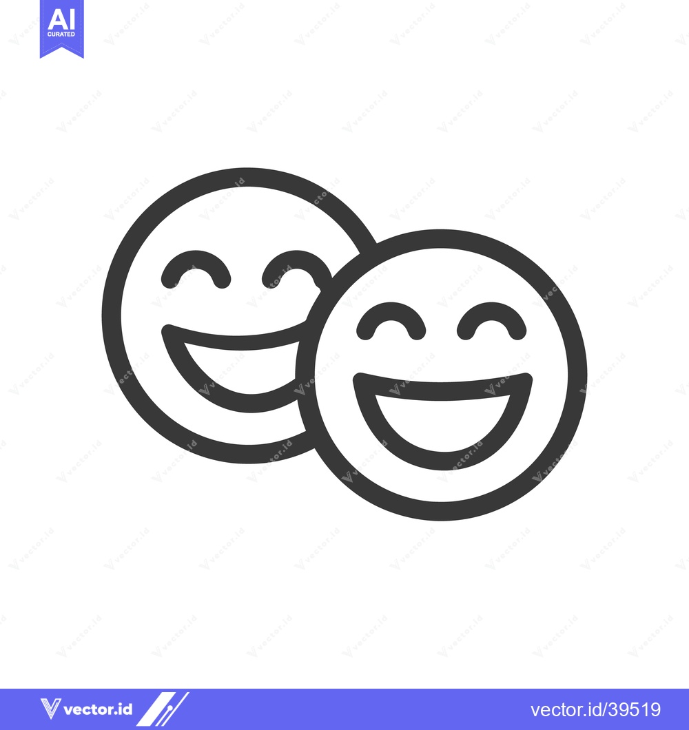 Premium Vector dari Overlapping Happy Emoji Faces, Black Outline on White Background, Joyf
