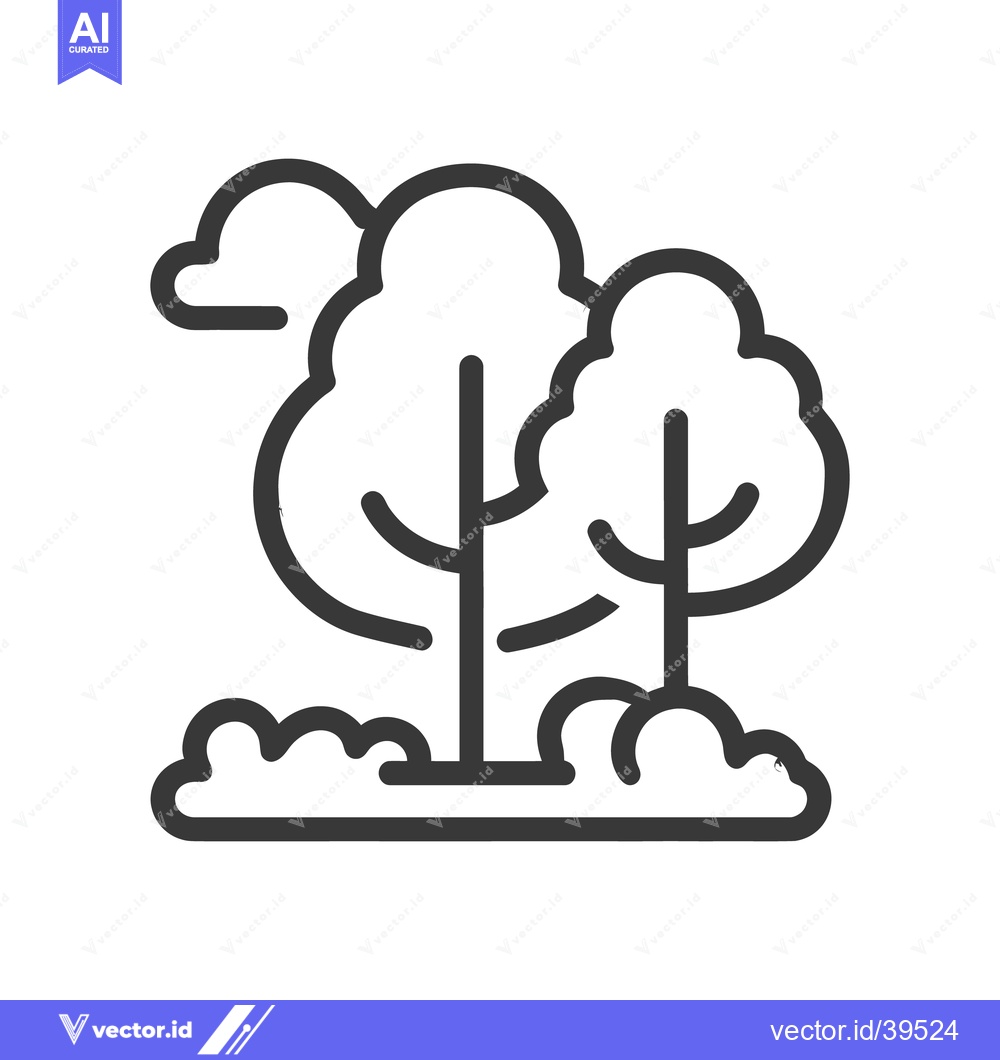 Premium Vector of Minimalist Tree Icon: Forest, Nature, and Cloud Symbol