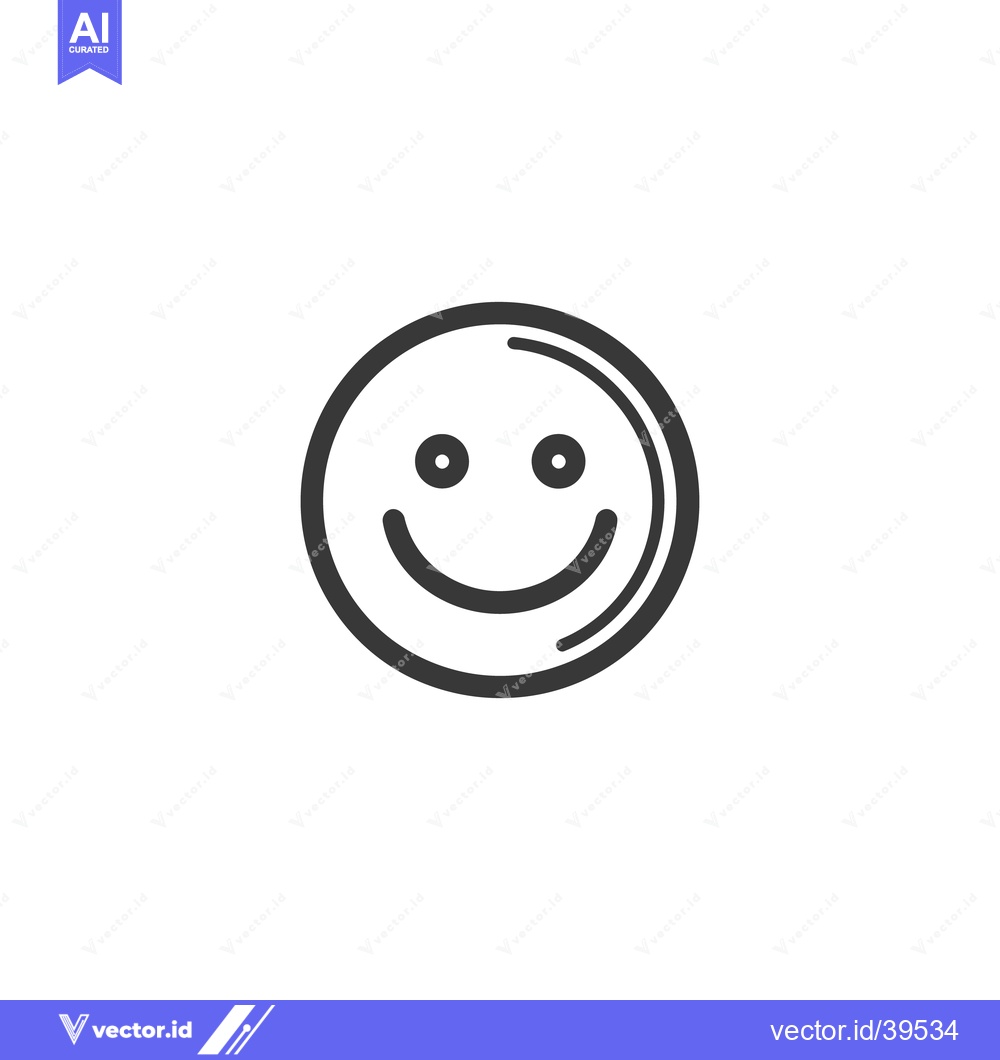 Premium Vector of Minimalist Smiley Face Icon with Double Circle Outline, Black and Whit