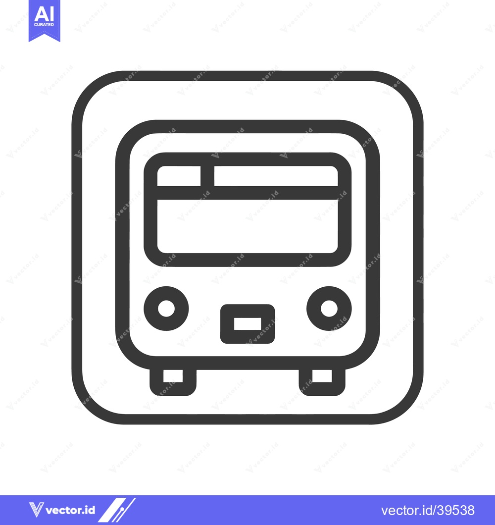 Premium Vector dari Minimalist Bus Icon: Front View, Rounded Square Frame, Bold Outline