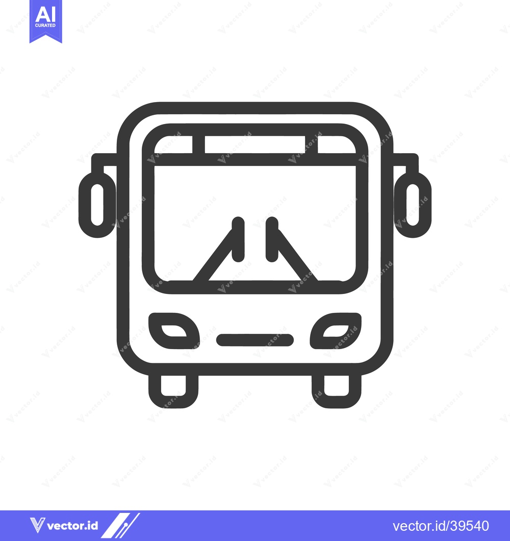 Premium Vector dari Bold Outline of a Bus Icon on White Background, Front View