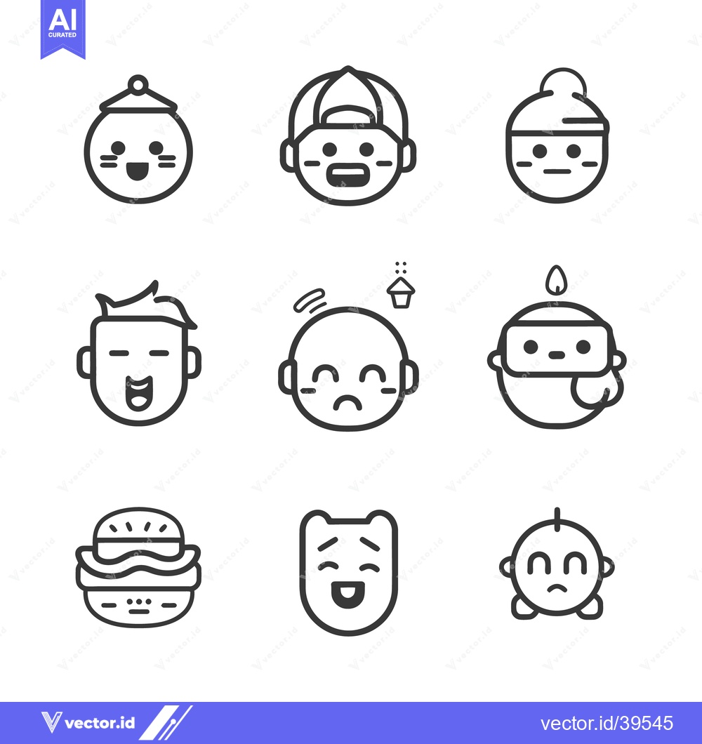 Premium Vector of Several stylized faces display various emotional expressions using lin