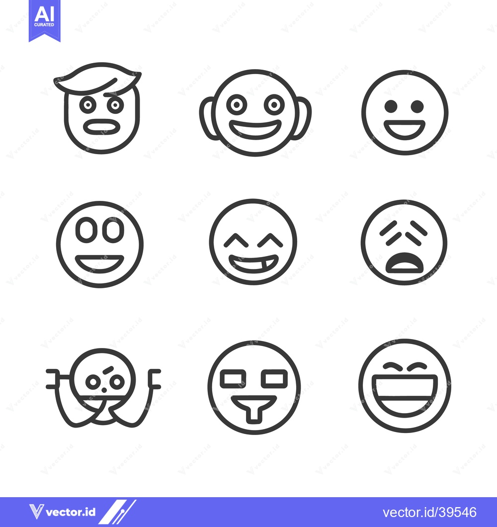 Premium Vector dari A collection of stylized circular faces expressing different emotions
