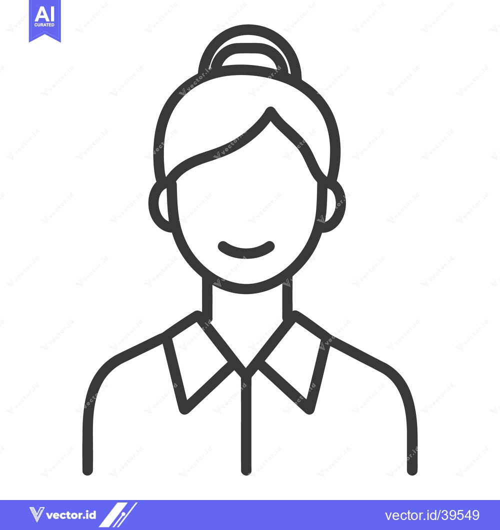 Premium Vector of A smiling woman icon with hair in a neat and simple bun