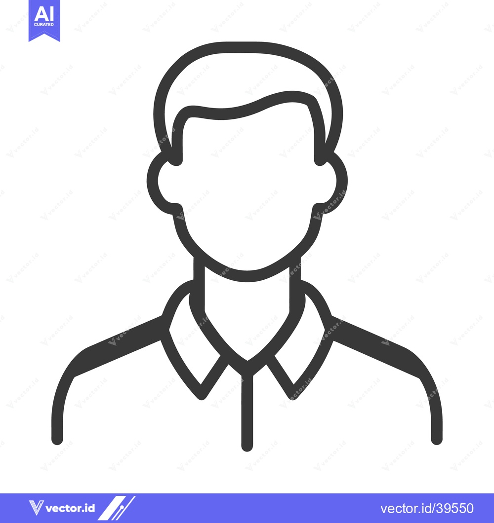 Premium Vector dari A simple outlined depiction of a human male portrait