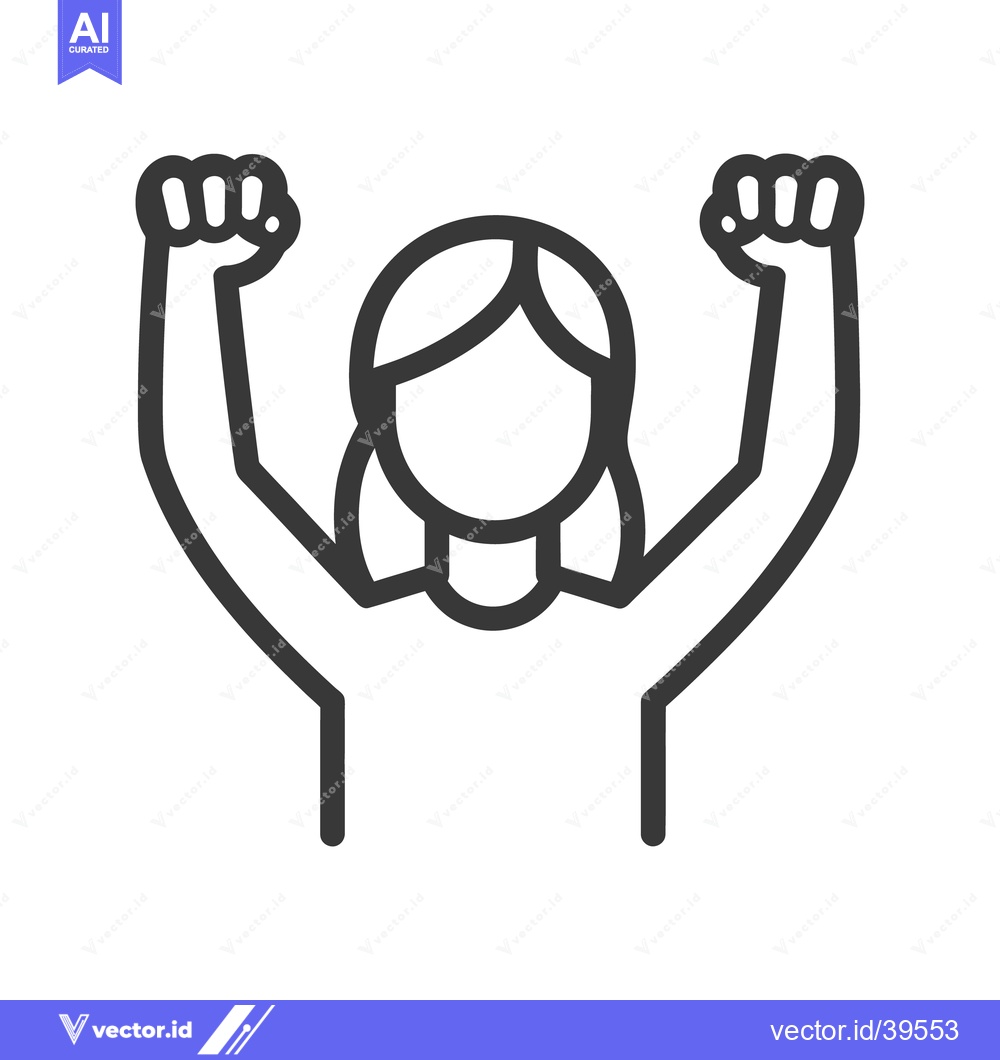 Premium Vector of A stylized illustration of a woman with raised arms and fists