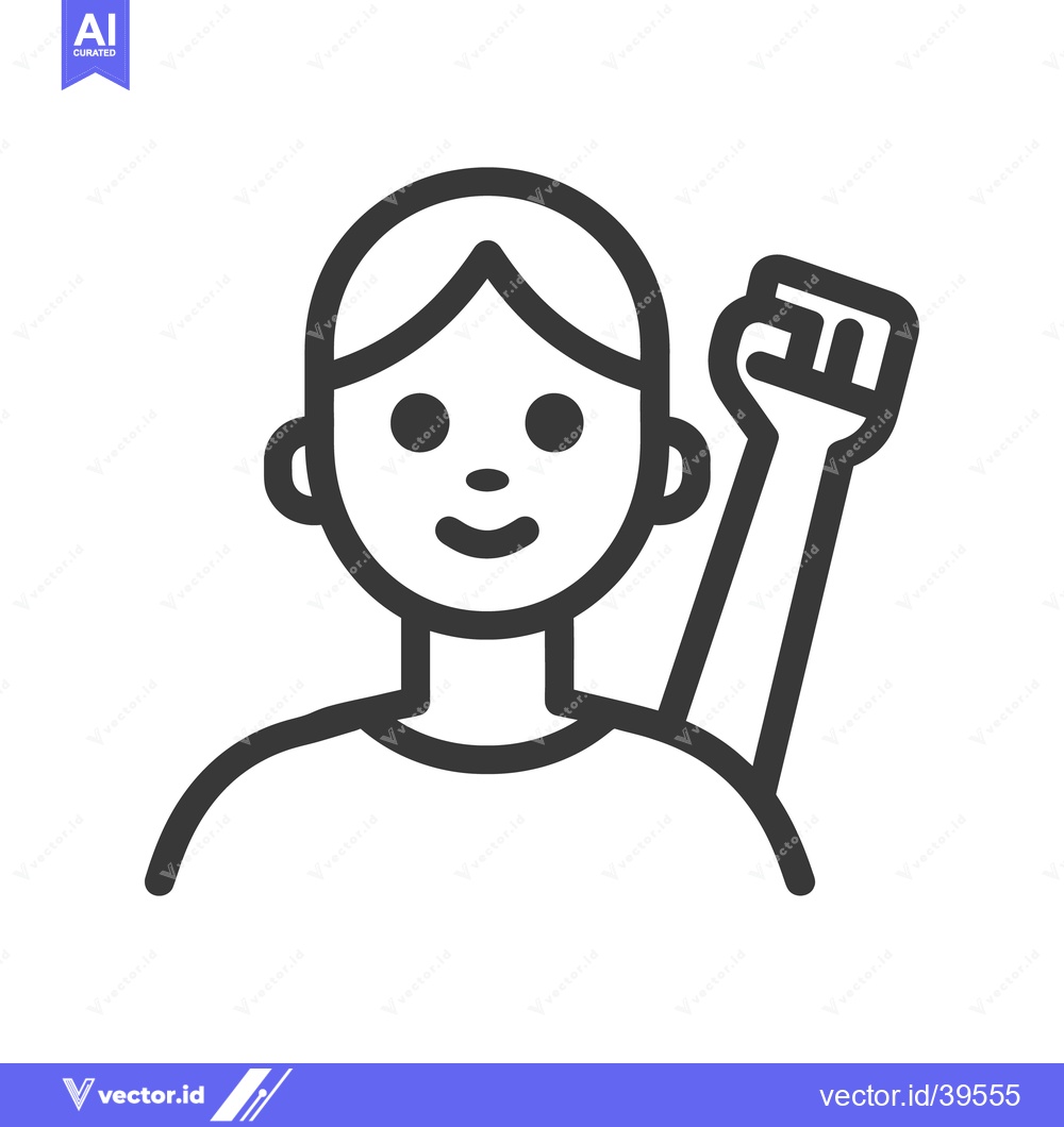 Premium Vector of A human person with raised fist is showing strength and power