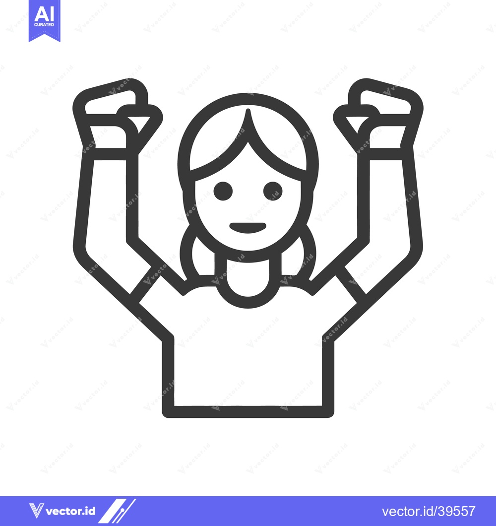 Premium Vector dari A simple line drawing of a person with raised arms