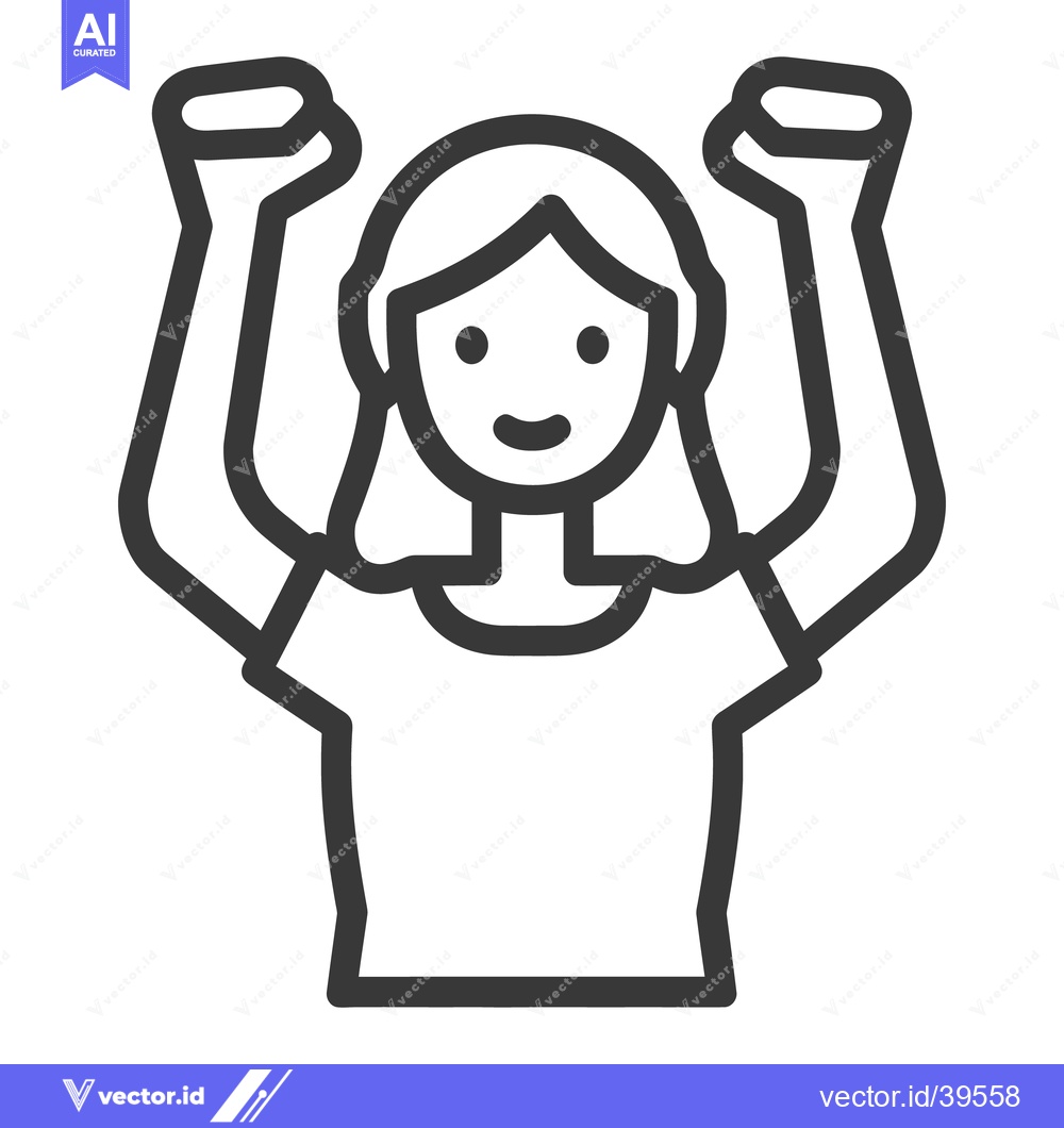 Premium Vector of A Line Drawing Depicting a Woman with Arms Raised Up