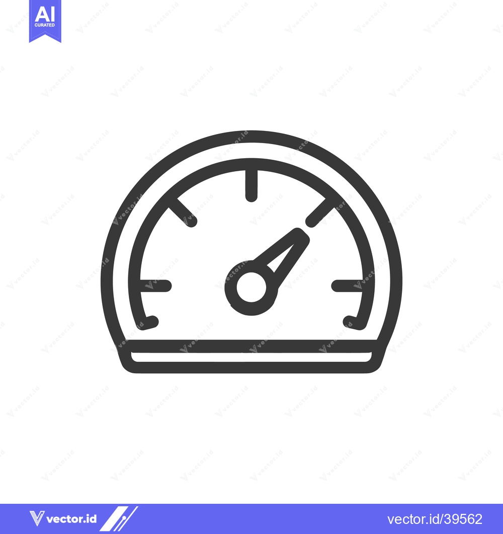 Premium Vector of Minimalist Speedometer Icon: Bold Outline on White Background