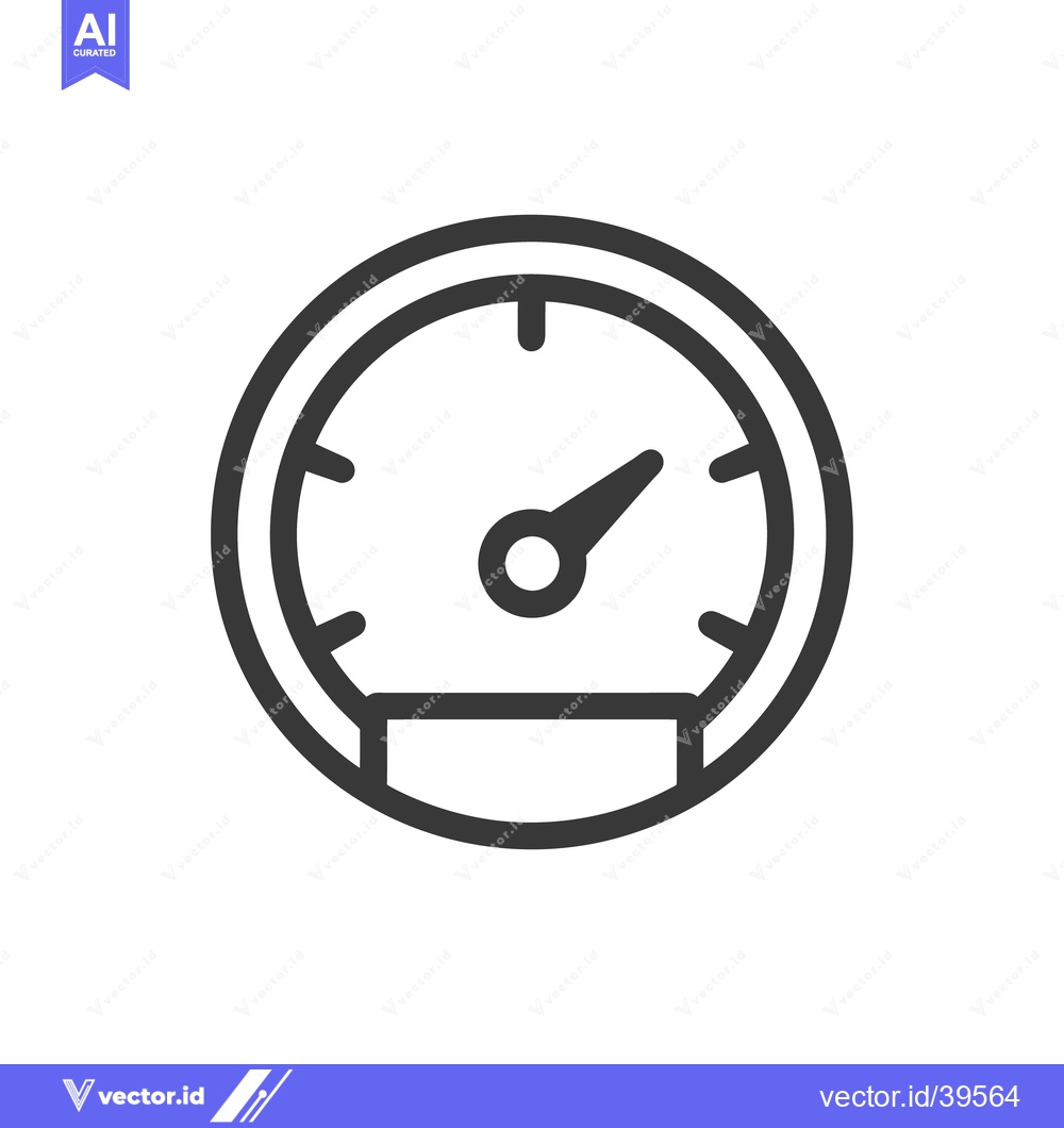 Premium Vector of Minimalist Speedometer Icon: Precise Gauge Illustration on White Backg