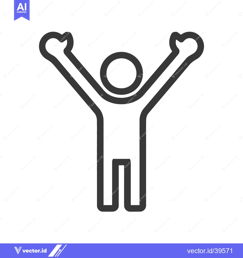 Premium Vector dari A Simple Outline Illustration Depicting A Person With Arms Raised