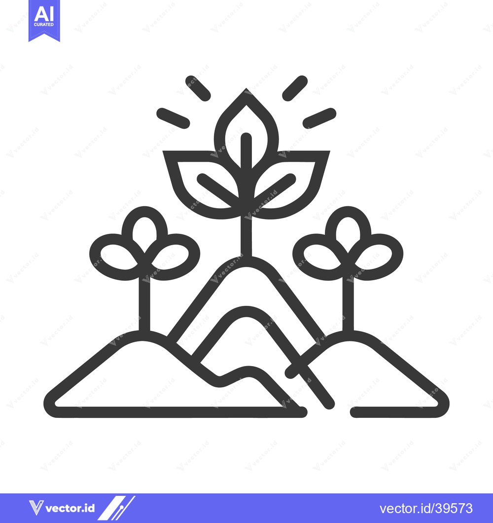 Premium Vector dari Three small plants are growing out of the small hills