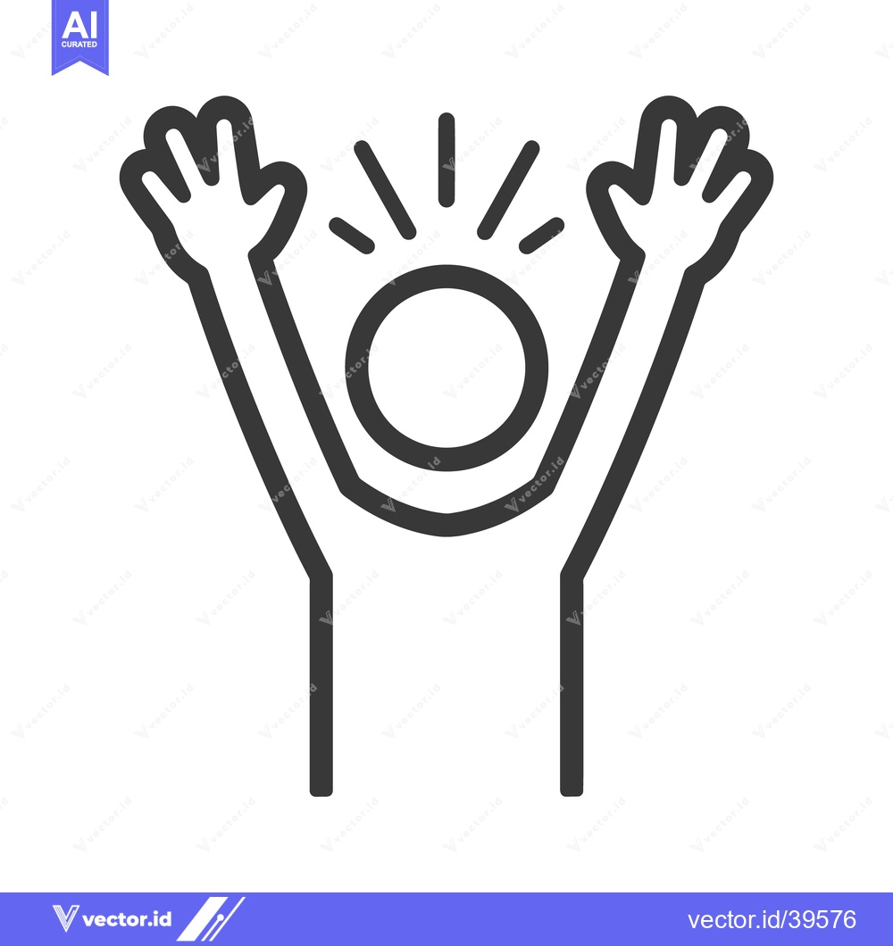 Premium Vector dari Simple monochrome illustration of a person with arms raised in the air
