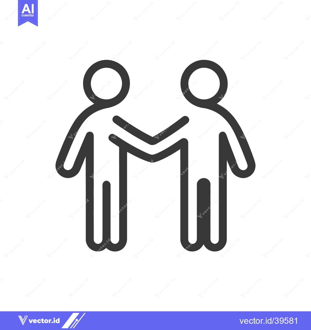 Premium Vector of Two stick figure people shaking hands with each other