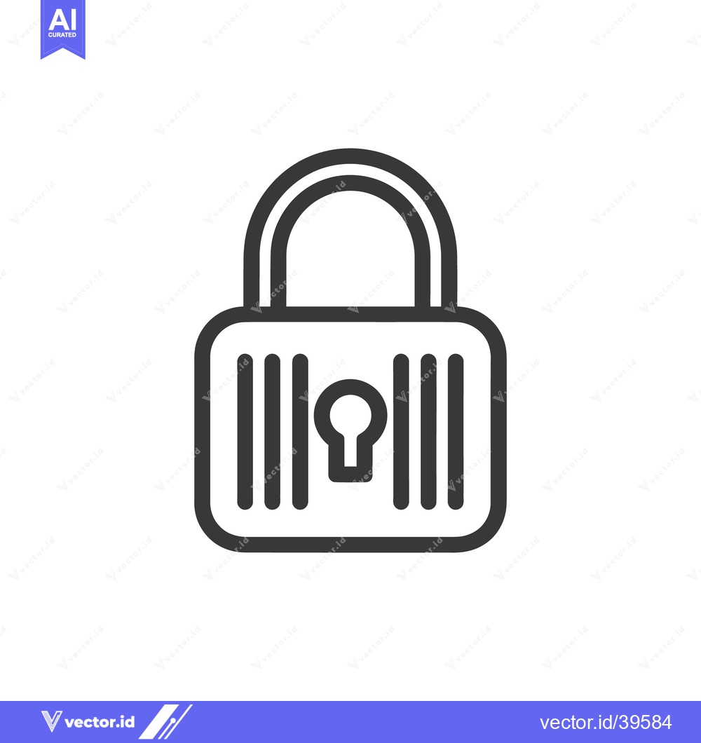 Premium Vector dari Minimalist Padlock Icon with Keyhole and Vertical Bars, Security Conce