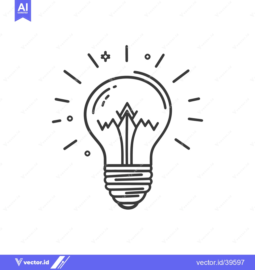 Premium Vector of An Illuminated Light Bulb Depicted With Lines And Illustrative Sparks