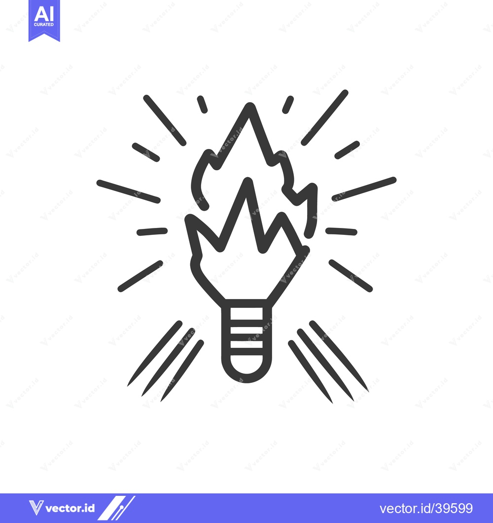 Premium Vector dari A burning lightbulb radiating lines of artistic visual representation
