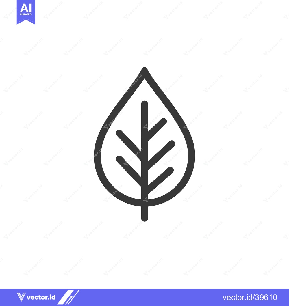 Premium Vector dari Minimalist Leaf Icon: Simple Line Art on White Background