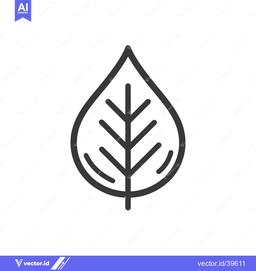 Premium Vector dari Minimalist Leaf Icon: Bold Outline, Simple Veins, Nature Symbol
