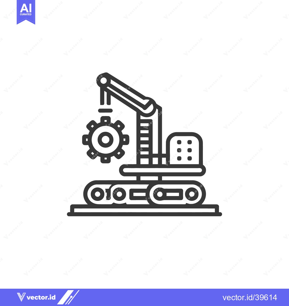 Premium Vector dari Minimalist Line Art: Industrial Crane Lifting Gear, Isolated on White
