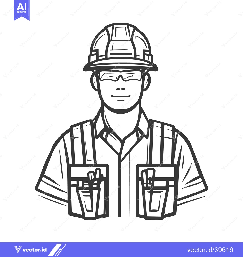 Premium Vector dari Illustration of a construction worker wearing safety equipment and smi